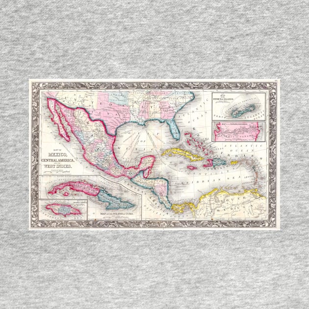 Mexico, Central America and Caribbean Map (1860) by Bravuramedia